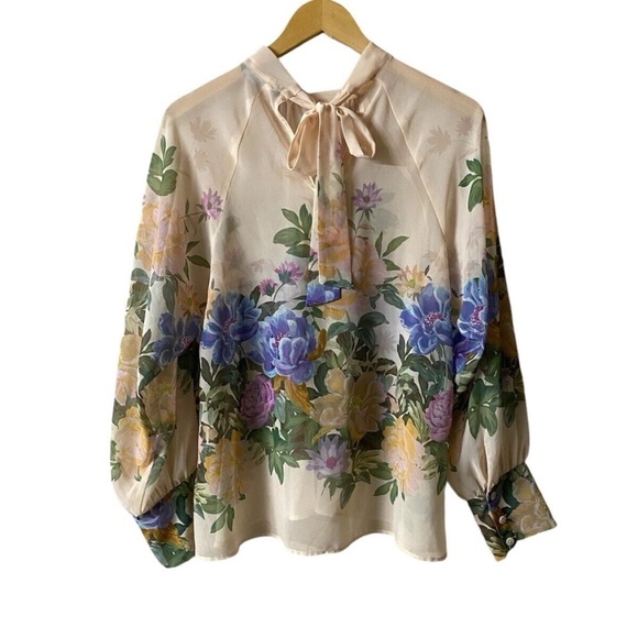 Zara sheer floral blouse - Picture 4 of 8